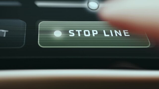 UI button labeled STOP LINE from a manufacturing process control dashboard