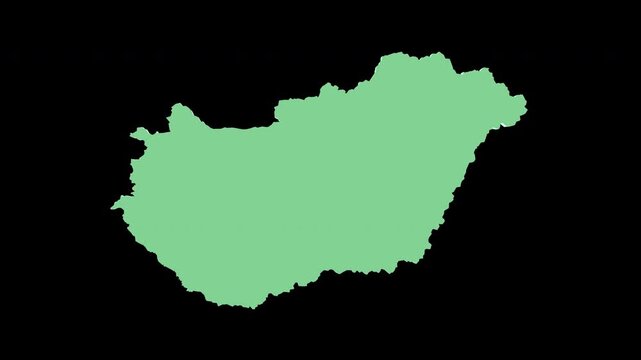 Hungary green 3D map spin perfect 10 second loop black background