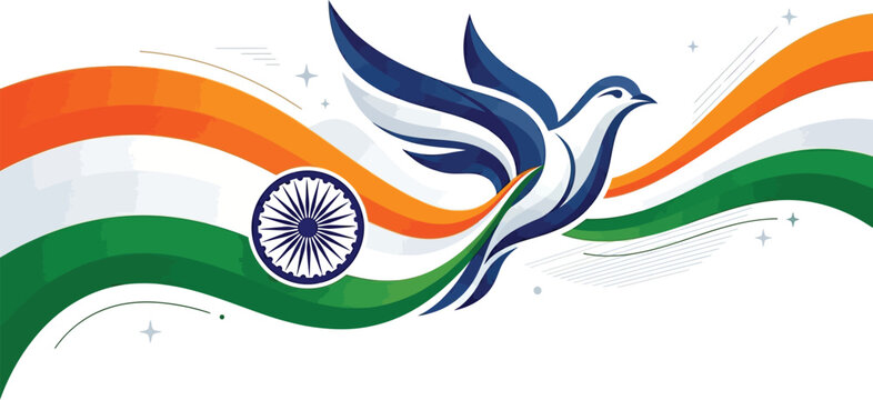 Vector indian flag dove design for independence day celebrations