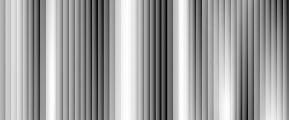 Bold black and white glass with silver tech ribbed gradient. Crisp white column and deep black stripe in corrugated metallic line. Vector ribbed background with high contrast for striking poster © Syuzann q
