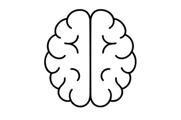Minimal hand traced brain outline vector icon, black line neuroscience illustration of human mind, cognition, memory, mental health, psychology, learning, therapy, and medical anatomy symbol © Mdatikul