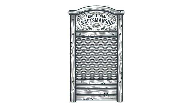 Vintage Washboard Traditional Craftsmanship Hand-Drawn Illustration