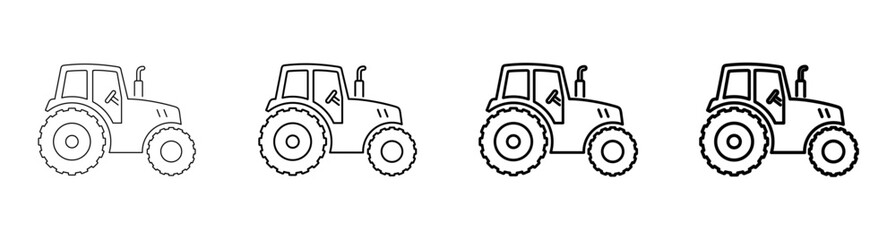 Naklejka premium Tractor Agricultural Machinery Farm Vehicle Cultivation Man Line Art Outline Icon Vector Illustration