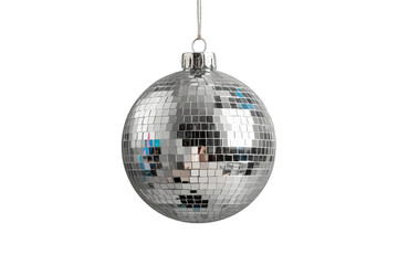 Obraz premium Disco mirror ball reflecting light, hanging for party celebration, nightlife entertainment, or retro 70s theme