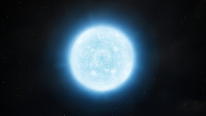 White dwarf in space. Superdense dwarf star. Remains of a star after its death on a black background. © Nazarii