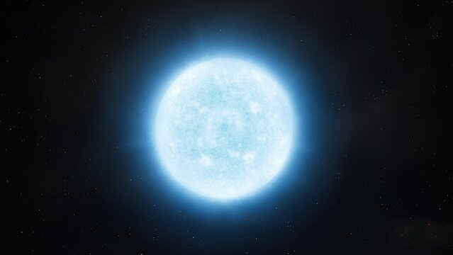 White dwarf in space. Superdense dwarf star. Remains of a star after its death on a black background.