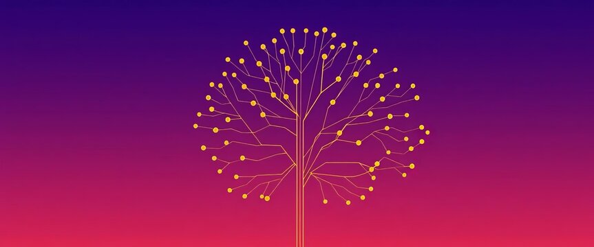 Clean, minimalist illustration of a binary tree with clear nodes and lines,  graphic,  design