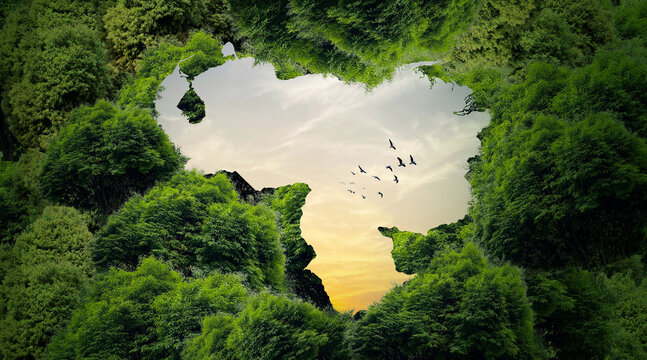 Green Venezuela Map concept background. Venezuela map created by tress.