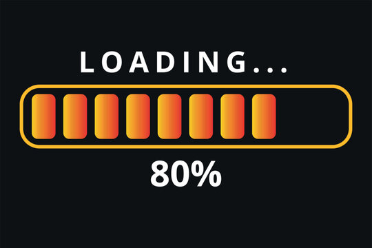 Vector illustration of orange gradient loading bar isolated on gray background for websites and graphic resources. Loading bar 80% loaded.