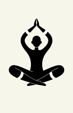 Silhouette of person meditating in lotus position, symbolizing peace and mindfulness