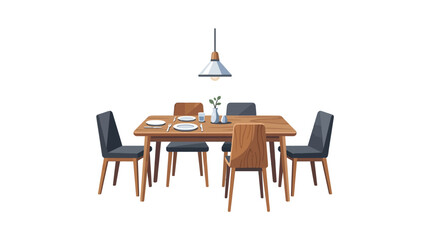 Fototapeta premium Modern wooden dining table with chairs.
