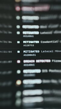 Time-ordered security event log showing mitigated incidents