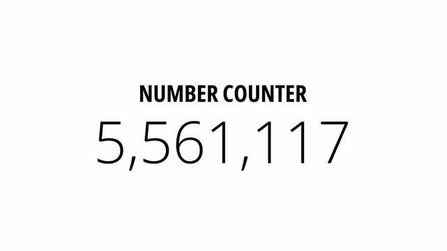 Number counter animation from 0 to 10,000,000 in 4k for likes and views, animated counting numbers from zero to ten million on transparent background
