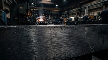 Fototapeta premium Dark brushed gunmetal steel texture with subtle scratches. Industrial metallic background.