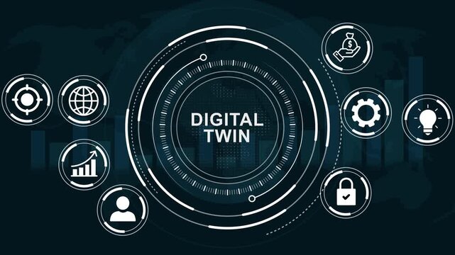 Digital twin policy law. Business, Technology, Internet and network. Motion Graphic concept. animation