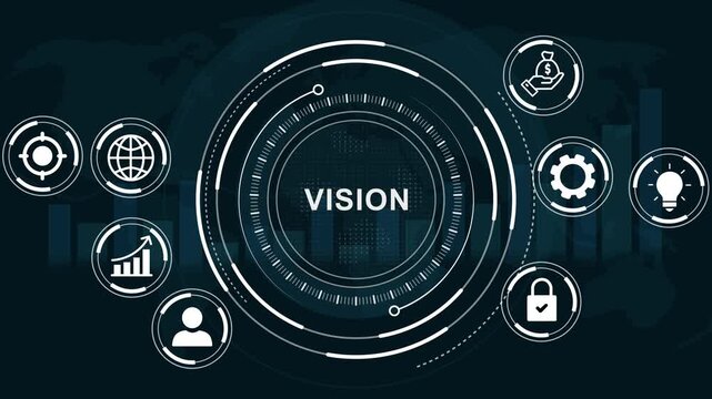 Vision concept for work evaluation with icon of performance, rating, evaluation, feedback, achievement, Motion Graphic concept. animation