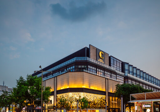 Modern Architecture of WF CENTRAL Luxury Shopping Mall Dusk Exterior in Beijing, China