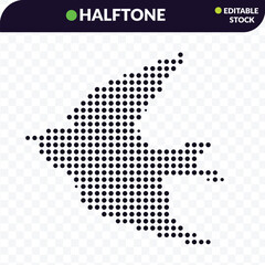 Obraz premium Abstract bird shape made of black halftone dots isolated on a simple white background
