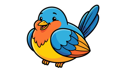 Fototapeta premium Colorful Cartoon Bird Character with Bright Colors and Friendly Expression.