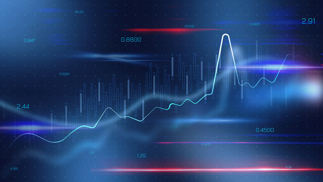 Chart shows stock exchange trading data with trends and numbers for analysis