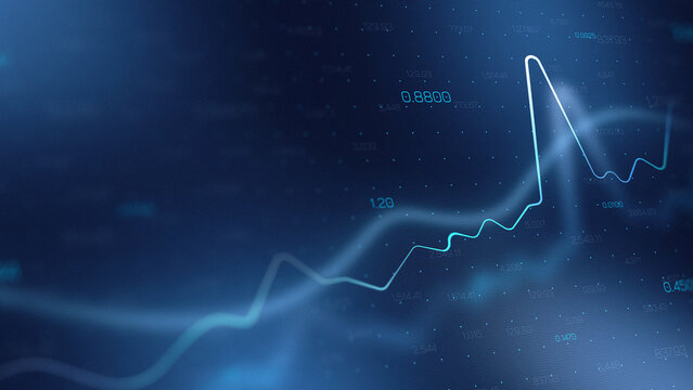 Stock exchange trading chart shows market fluctuations and trends over time