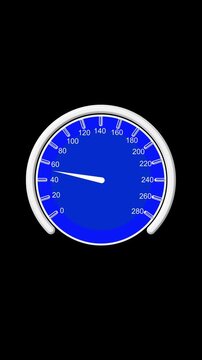 Digital speedometer measures high speed data transfer rates. Automotive speedometer visualizes high performance processing acceleration. Industrial measurement using a speedometer.