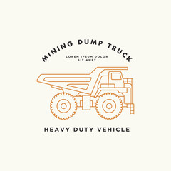 Mining dump truck line art outline logo design. Heavy duty dump truck t shirt print © Royan