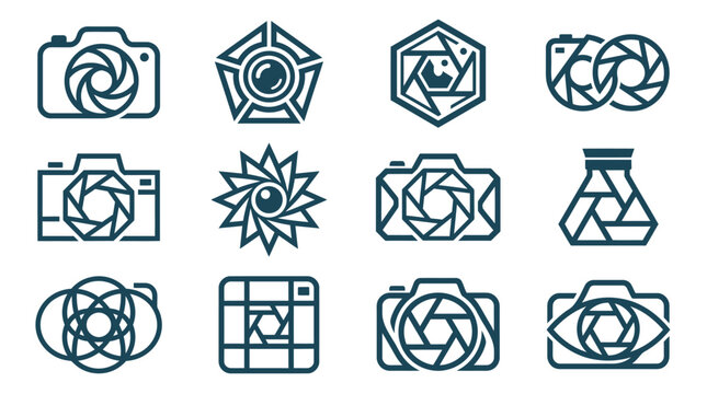 Set of Creative Camera Shutter Logo Icons and Photography Symbols
