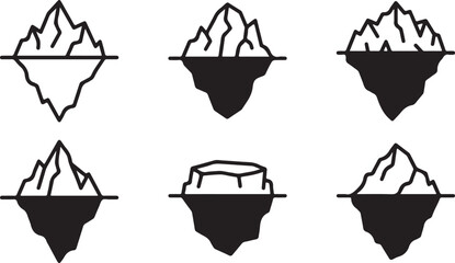 Icebergs floating in ocean water with mountain peaks Vector © rohan