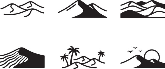 Fototapeta premium Six stylized beach and mountain vacation icons set Vector