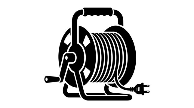 Industrial electric cable extension cord reel silhouette.