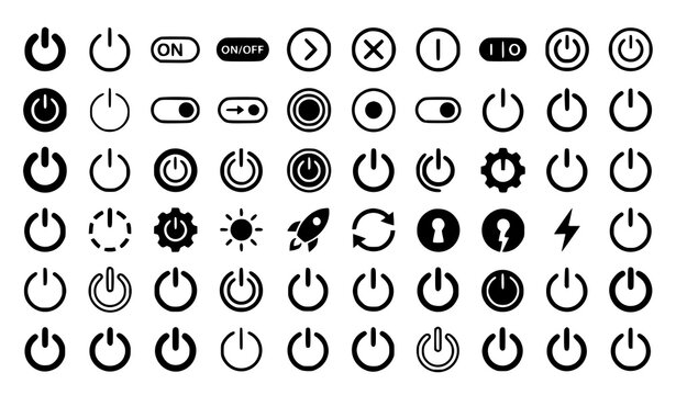 Turn On Off Power Button Vector Collection for Web and App Interface Icons