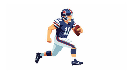 Obraz premium American football player running with ball in action