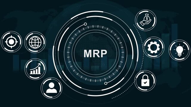 MRP, Six sigma, quality control and manufacturing process management concept. Motion Graphic concept. animation