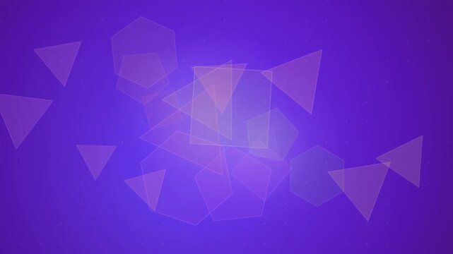 Abstract Purple Background with Floating Geometric Shapes and Bokeh Effect