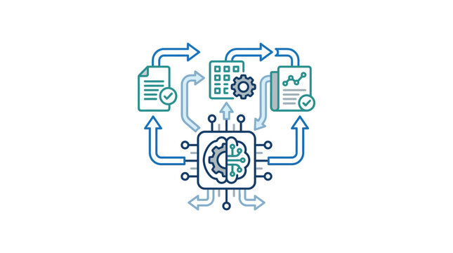 Automated Data Processing and AI Workflow Icon