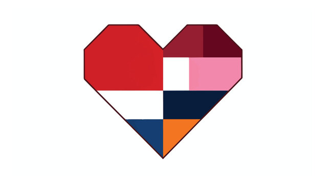 Colorful Geometric Heart Illustration for Love and Emotions