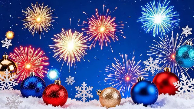 Christmas decorations with fireworks
