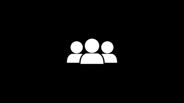 Minimalist White Person and Group Icons on Black Background.