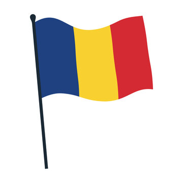 Romania national flag icon decorative shapes.