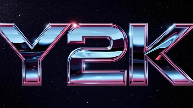 Y2k chrome neon metallic typography retro futuristic glossy starry chrome Y K trim