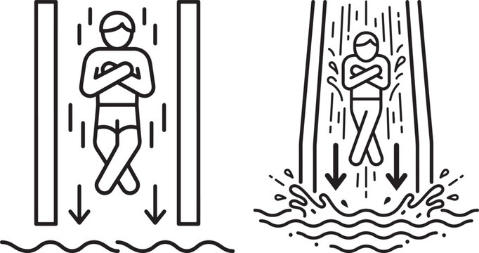 Water slide icon waterslide person going down.