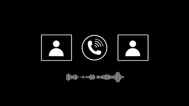 Animated Minimalist Audio Call Interface with Voice Waveform on black Background
