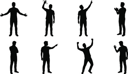 Body language silhouette vector set featuring expressive gestures and emotional poses © MSTALIFNUR