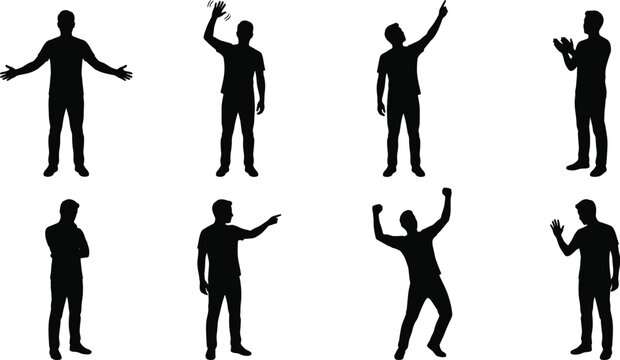 Body language silhouette vector set featuring expressive gestures and emotional poses