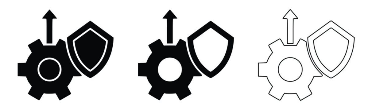 Settings protection with gear and arrow icon collection vector