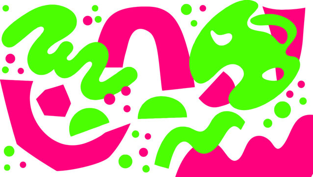 Vibrant abstract art with neon pink and green swirls