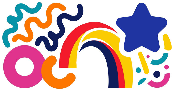Vibrant rainbow and star graphic