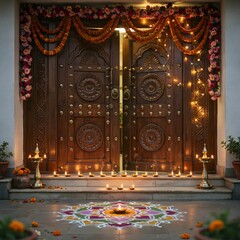Obraz premium Radiant Diwali Doorway Elegance
