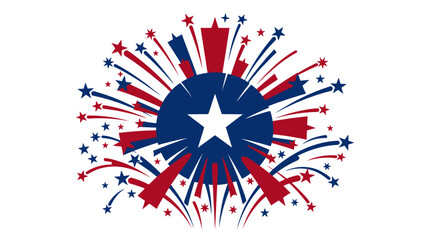 Fototapeta premium 26 julyLiberia independents day Patriotic Fireworks, American Celebration, Red White Blue Vector Icon, Star Spangled Symbol isolated on White Background EPS